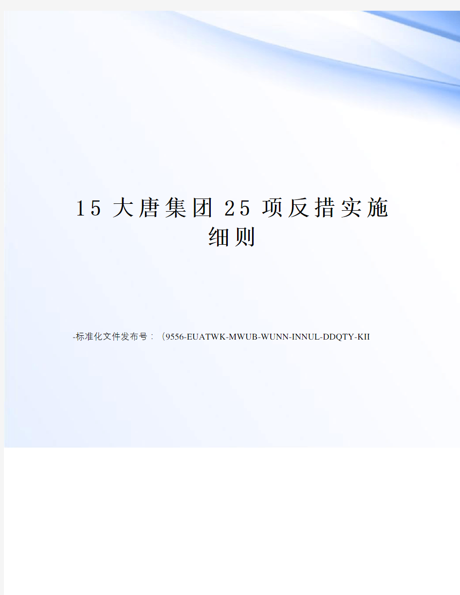 15大唐集团25项反措实施细则