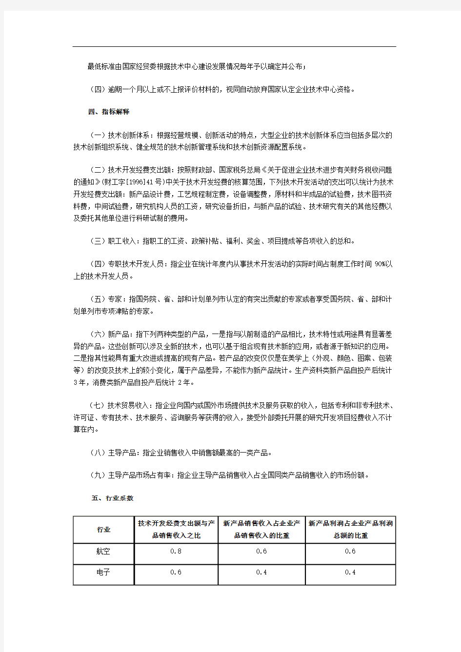 企业技术中心评价指标体系