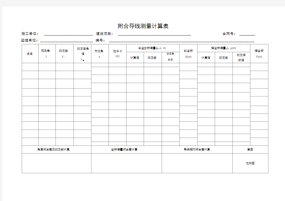 附合导线测量计算表