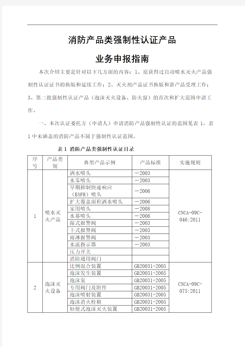 消防产品类强制性认证产品业务申报指南