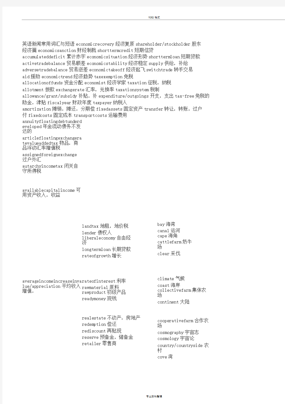 英语新闻常用词汇与短语