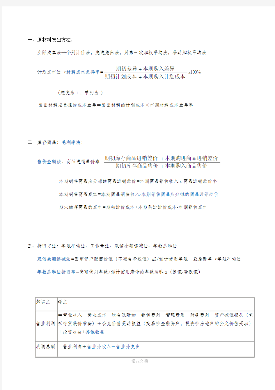 初级会计实务公式-计算题公式