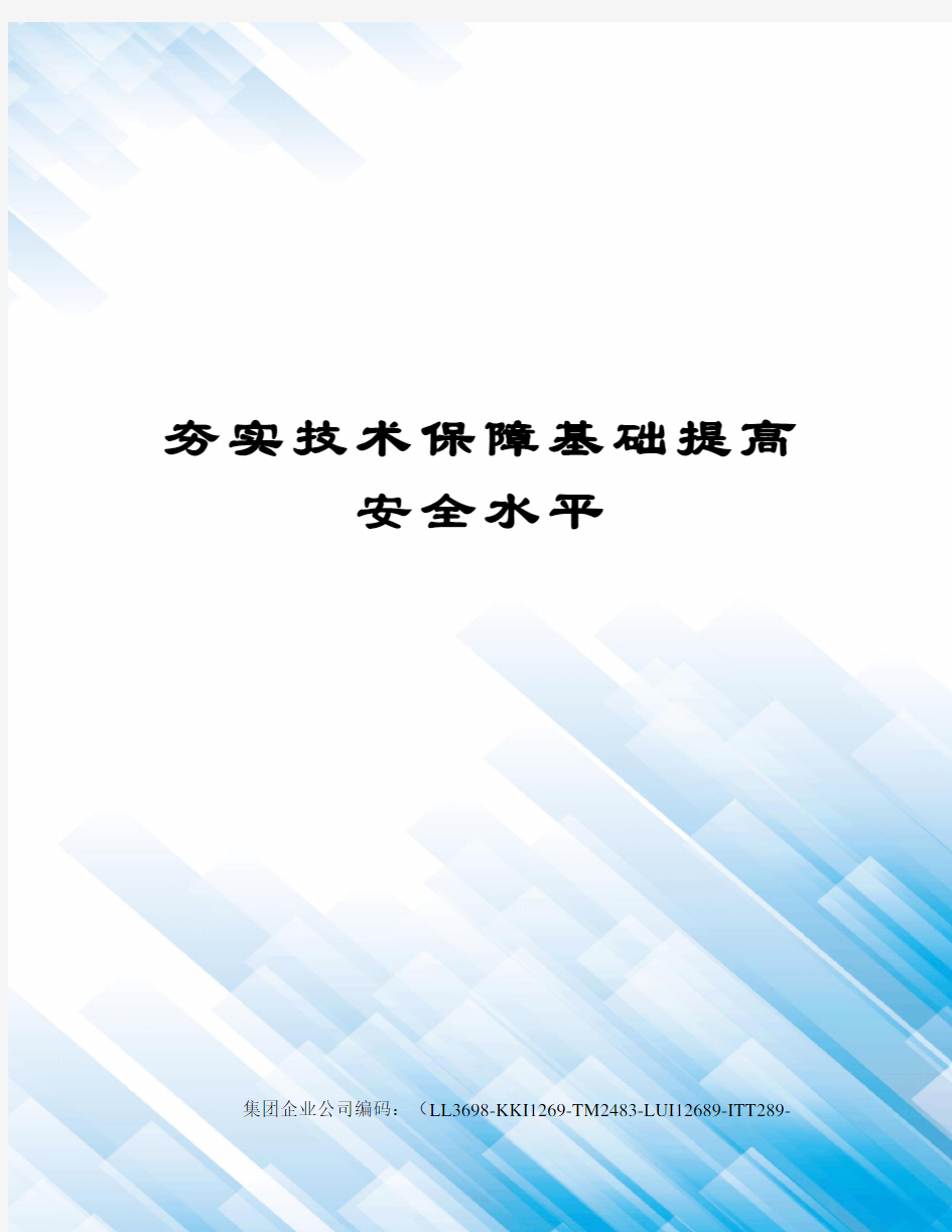 夯实技术保障基础提高安全水平