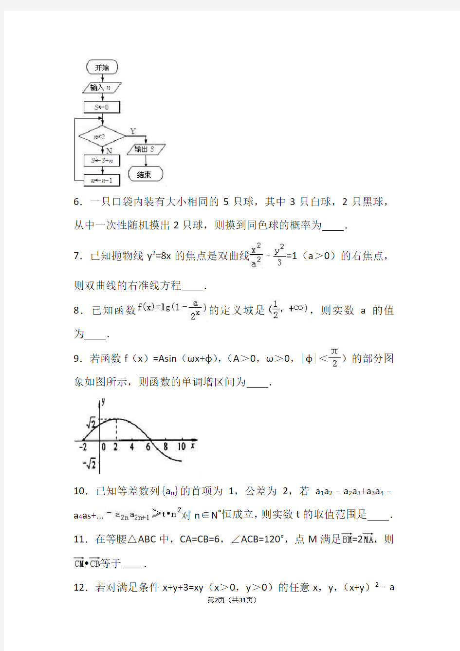 2019年江苏省高考数学一模试卷(解析版)