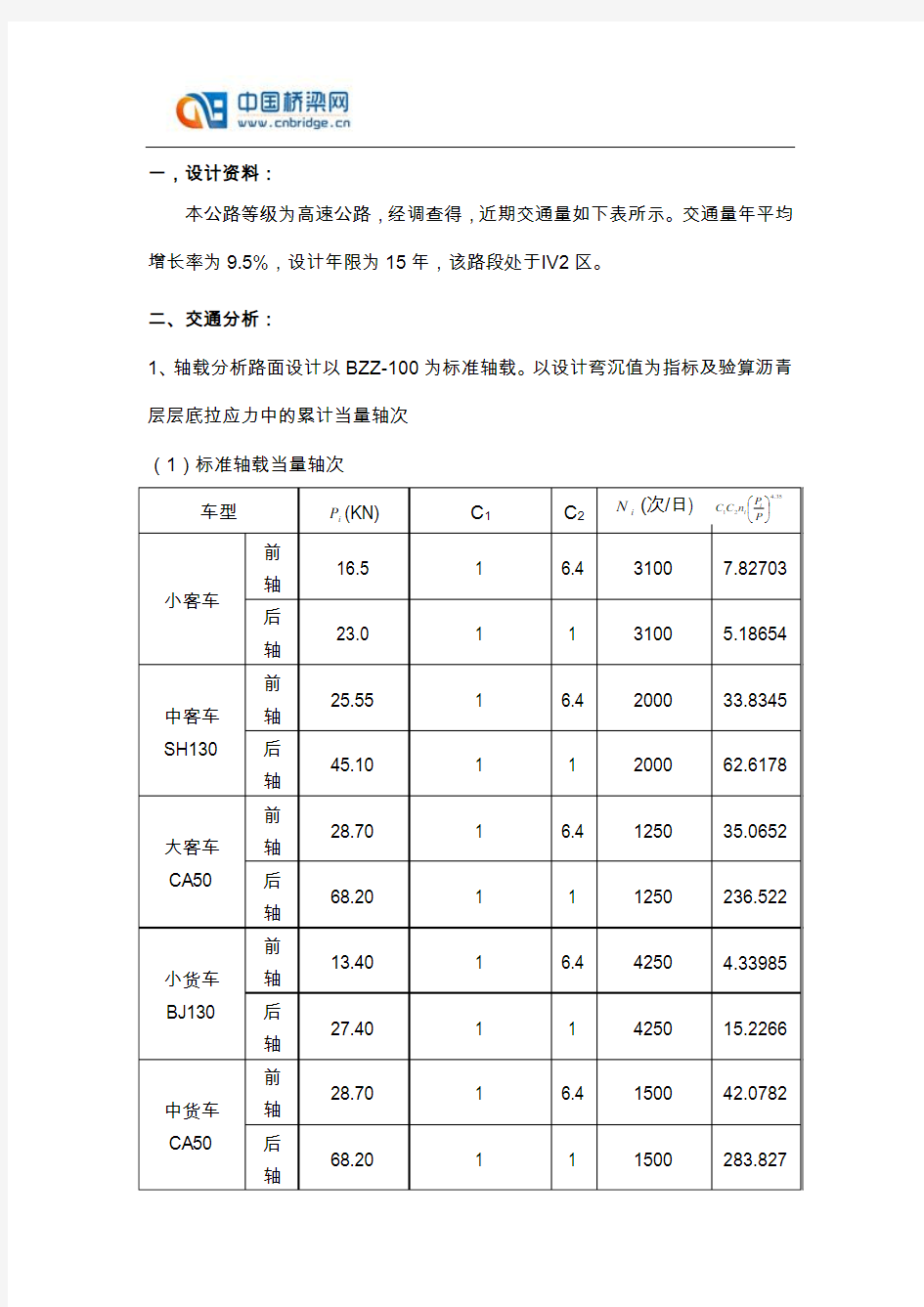 高速公路沥青路面设计计算书