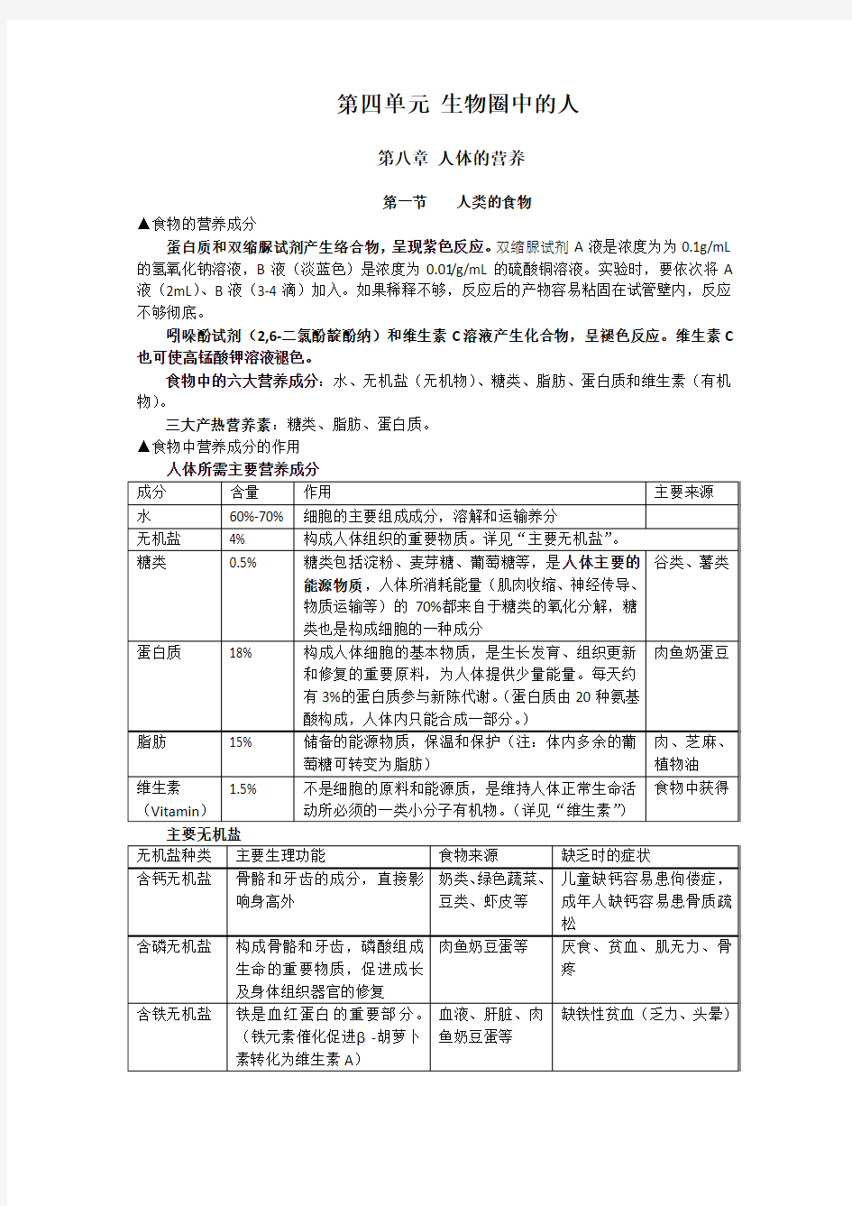 [初一七年级下册][知识点归纳总结]生物复习提纲