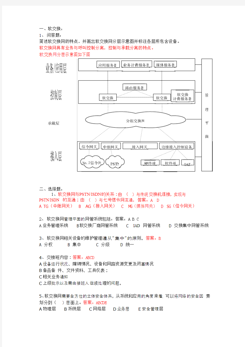 软交换题库