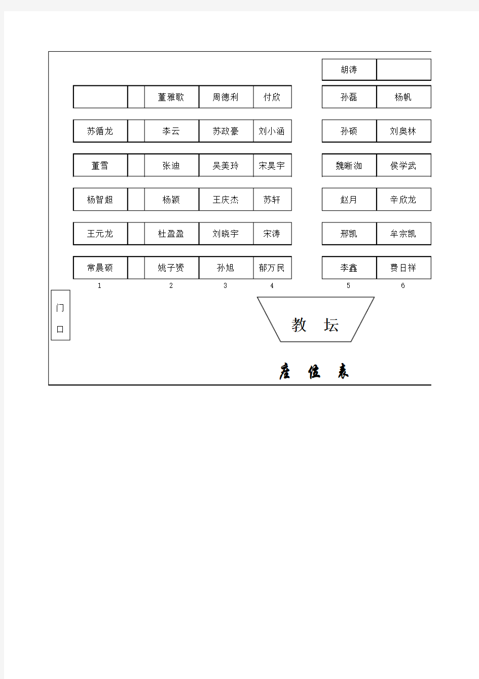 班级座位表_模板