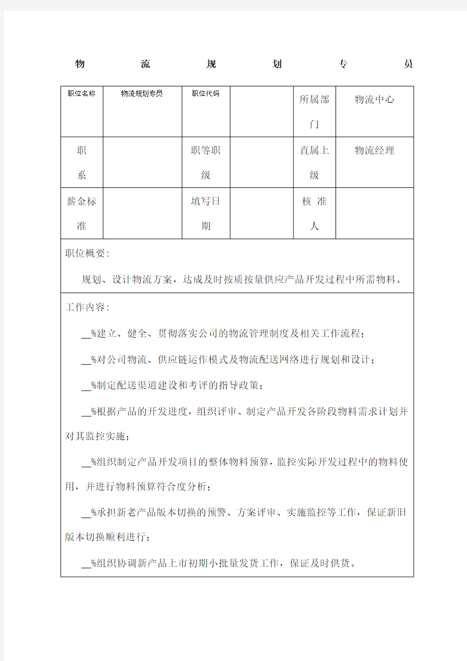 物流规划专员