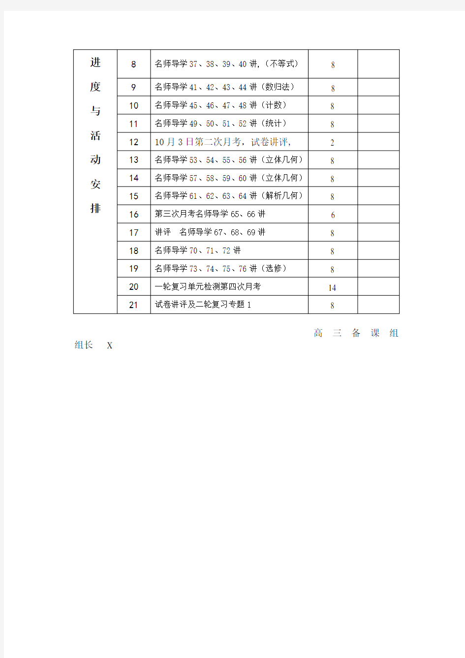 高三数学备课组教学计划