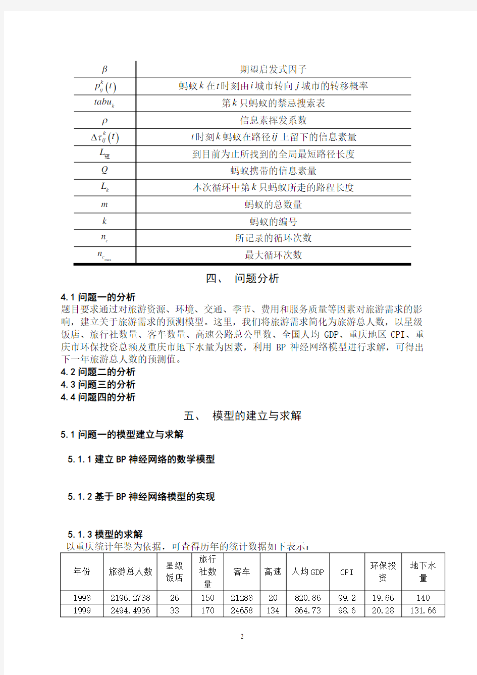 重庆市旅游需求的预测模型