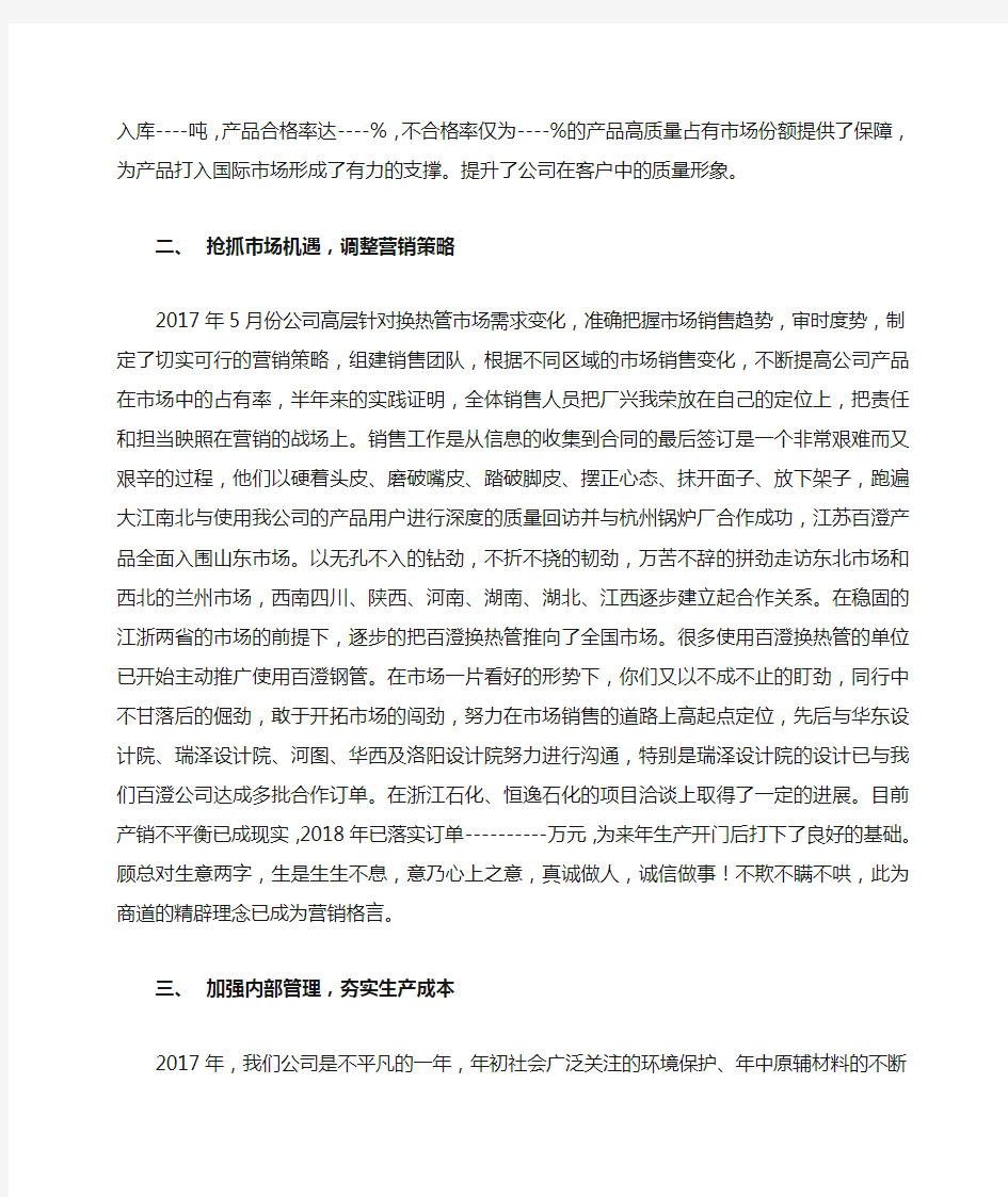 公司年度报告总结