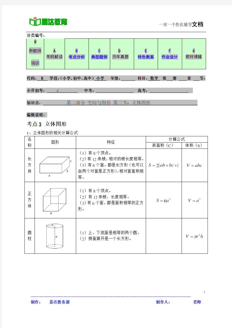 第二部分空间与图形(立体图形)