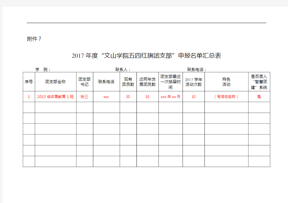 报名单汇总表