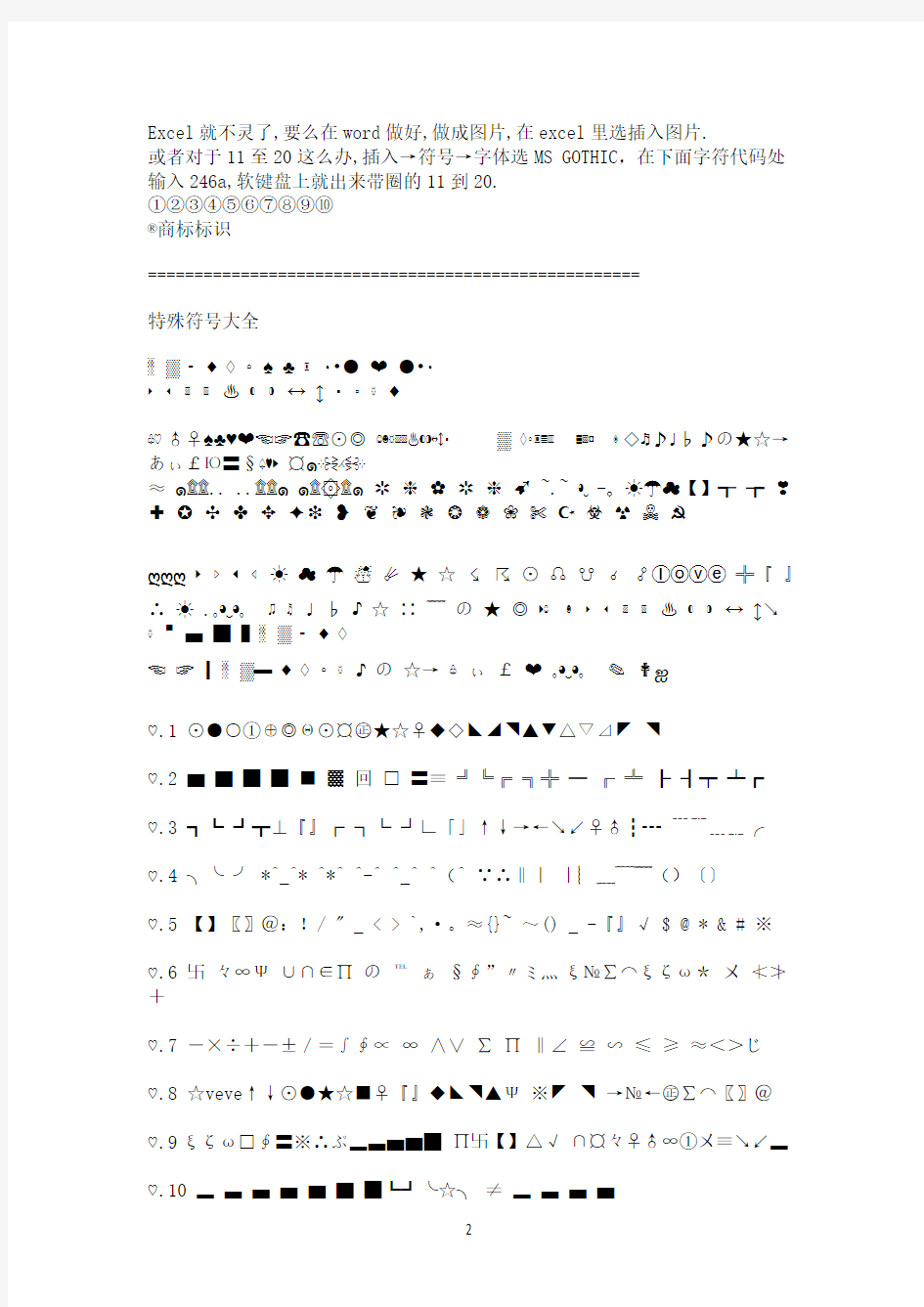 数字符号大全