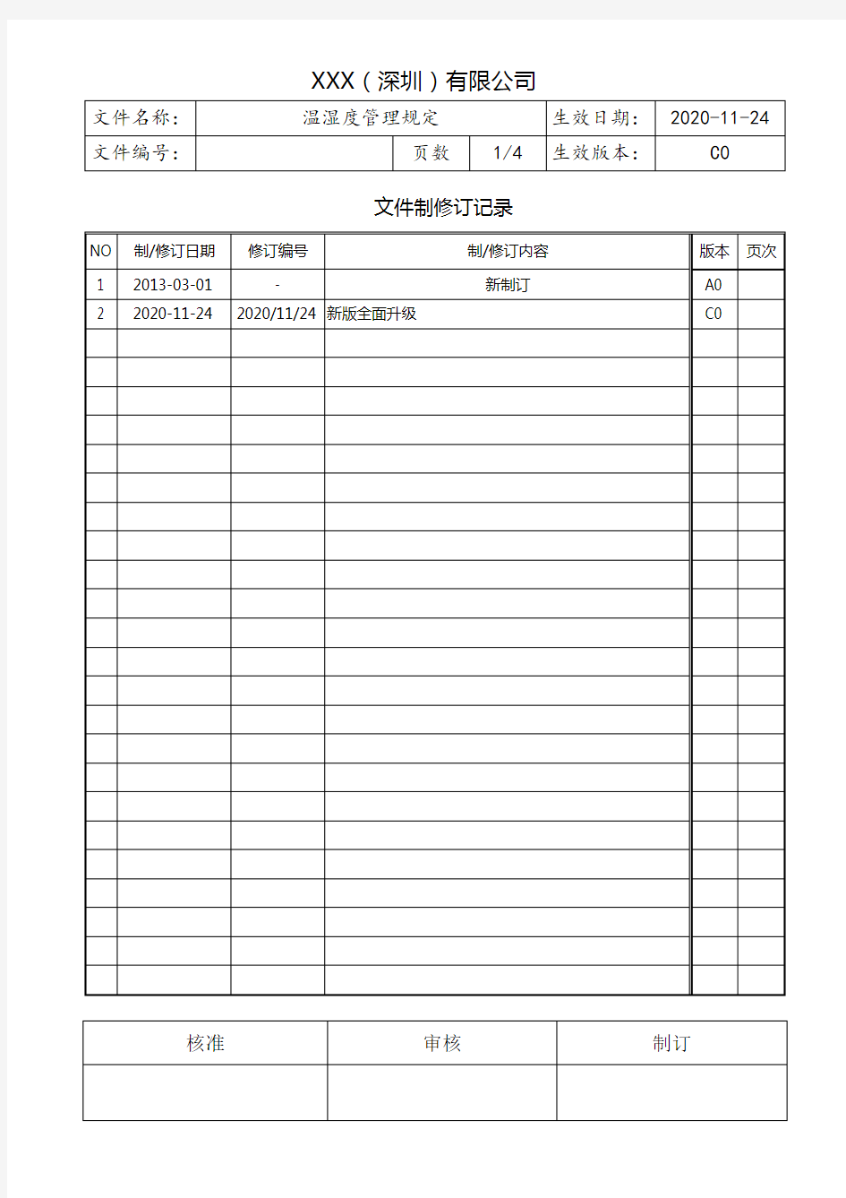 温湿度管理规定