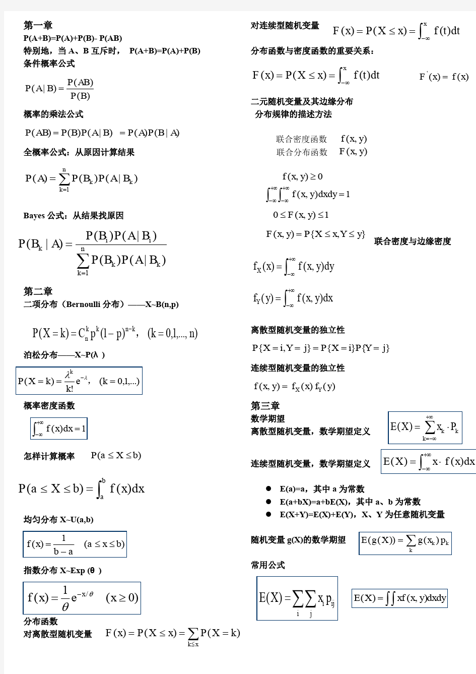 概率论与数理统计公式集合总结