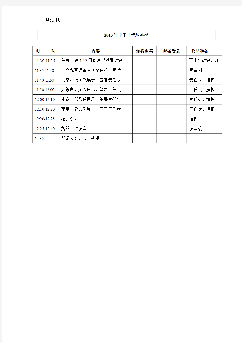 年.总结表彰、誓师大会细节流程