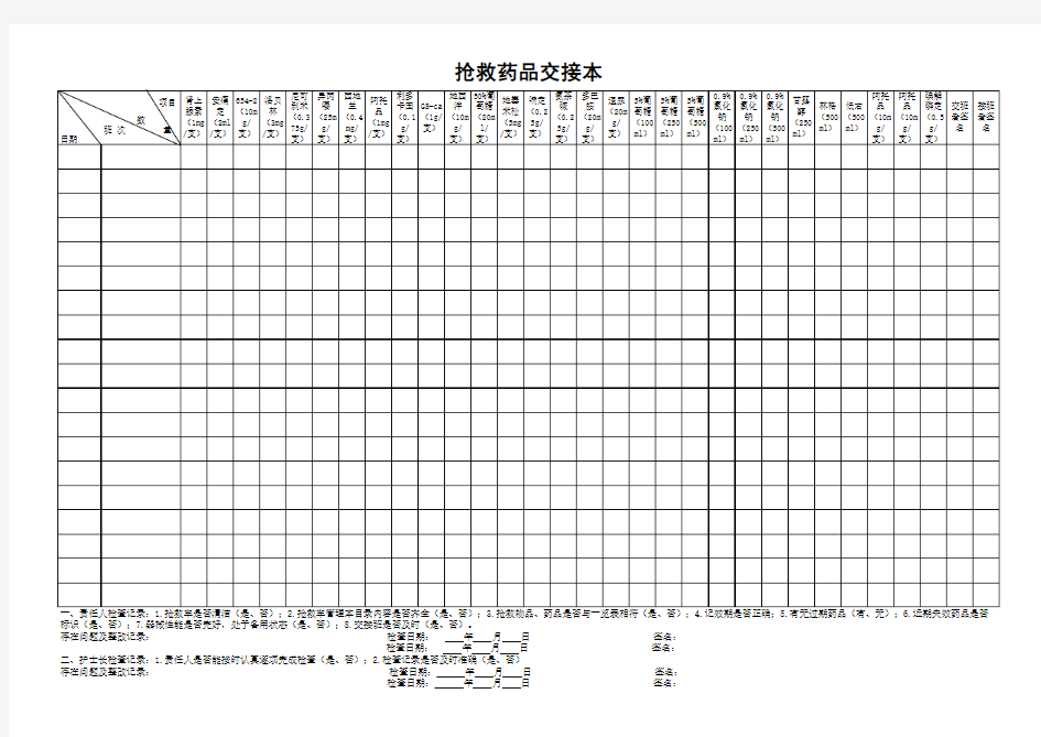 抢救药品交接本
