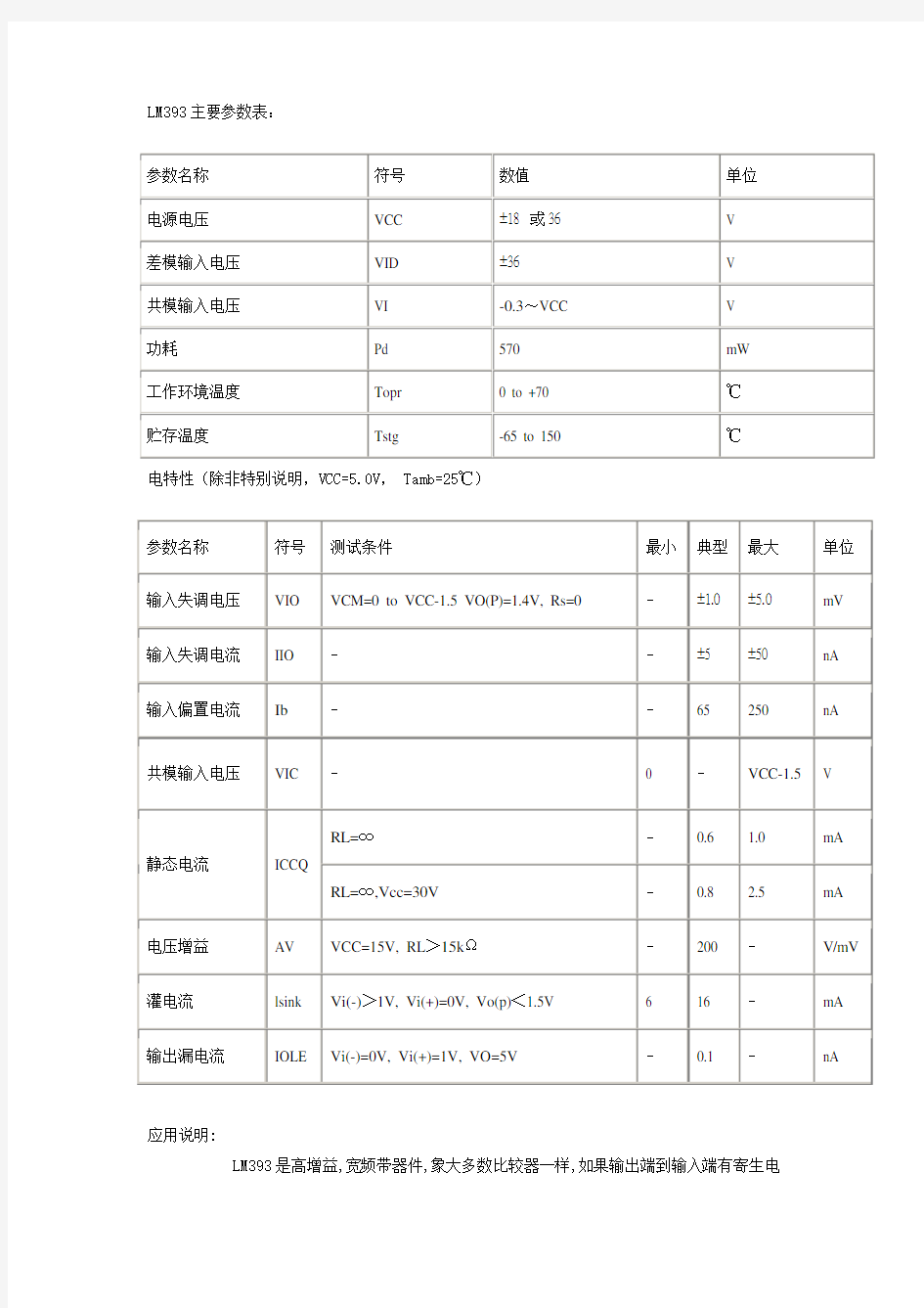 双电压比较器LM393中文资料