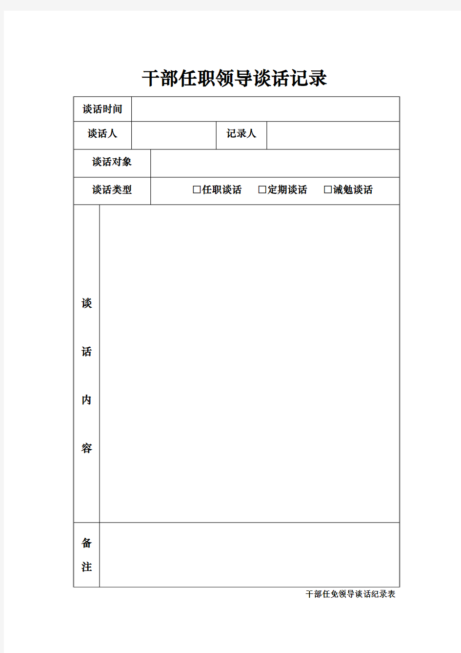 干部任职谈话记录表