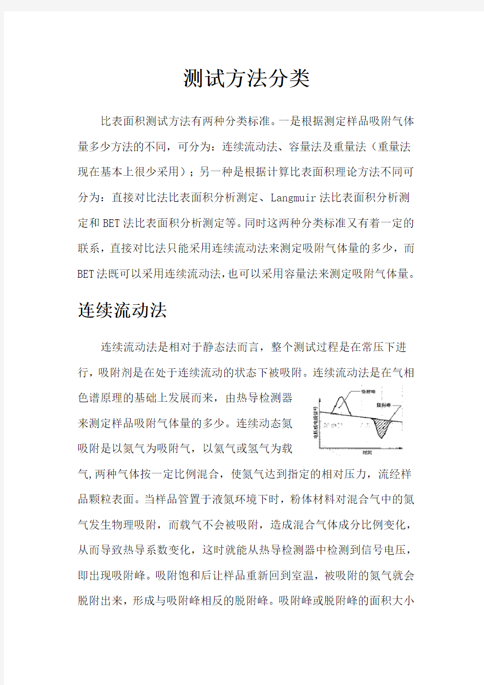 比表面积测试方法分类