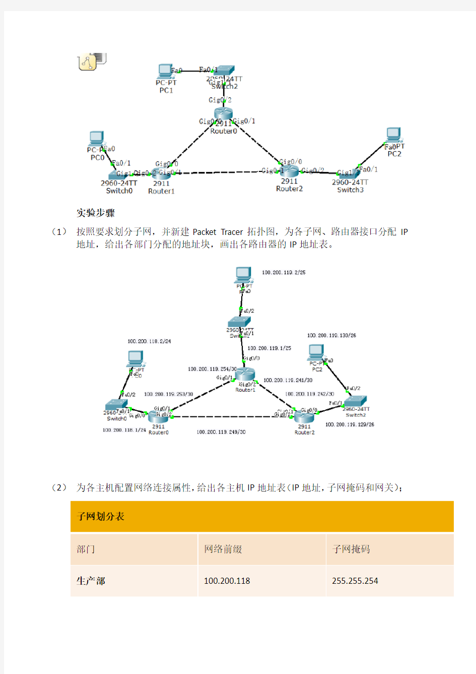 实验8子网划分与路由器配置