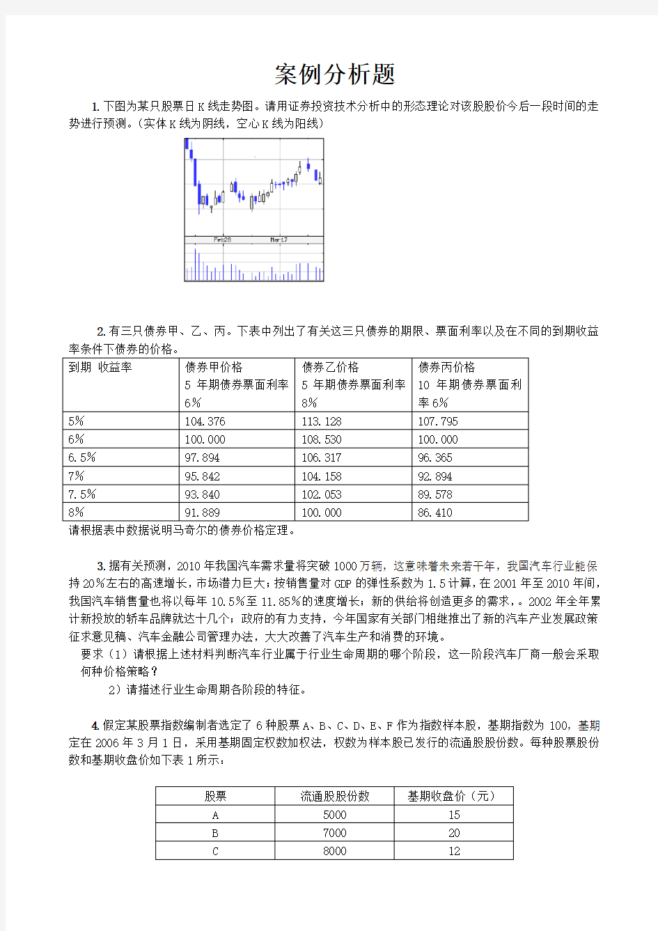 证券投资案例分析题及答案