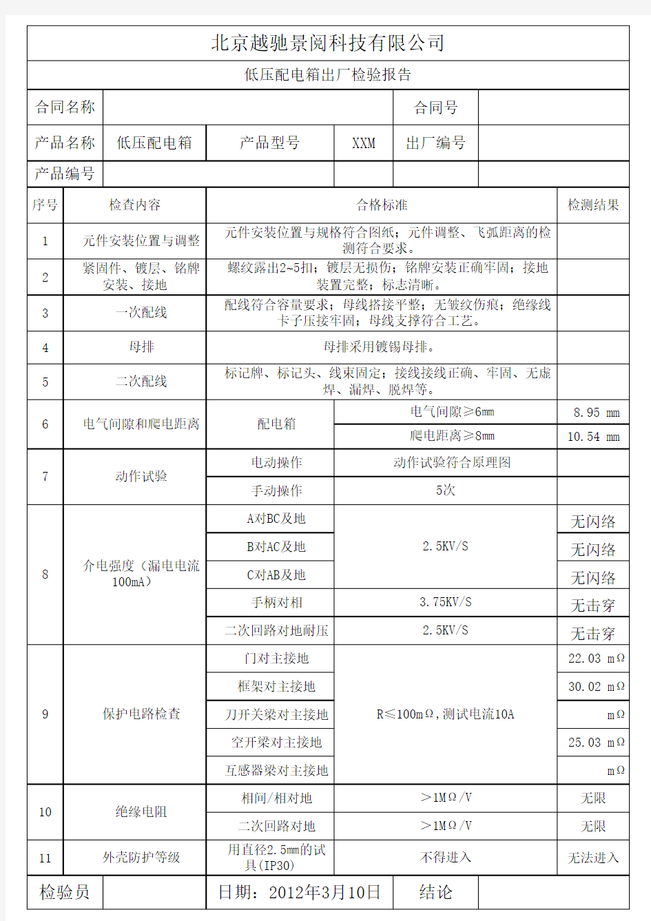 低压配电箱检验报告.xls