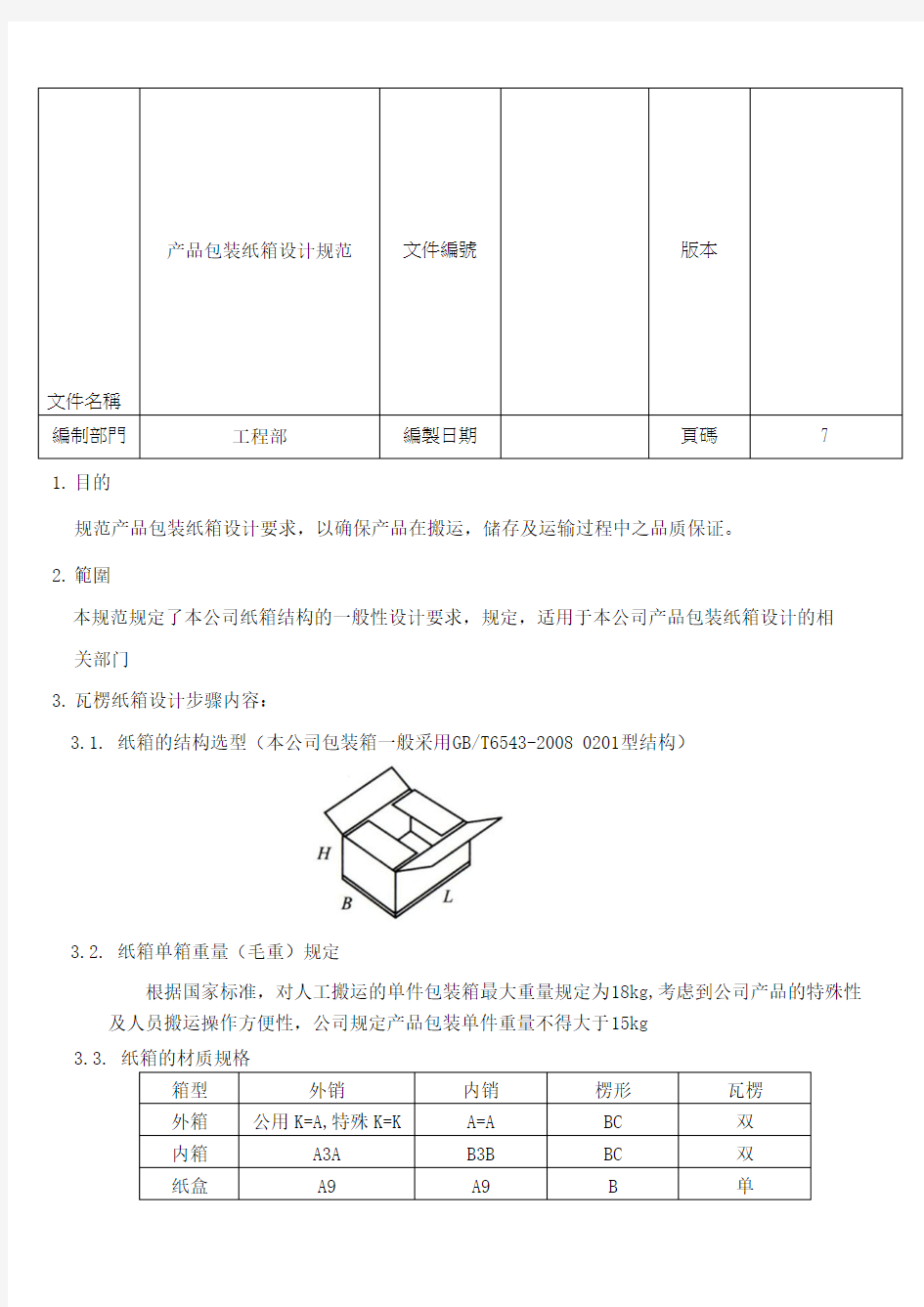 产品包装纸箱设计规范