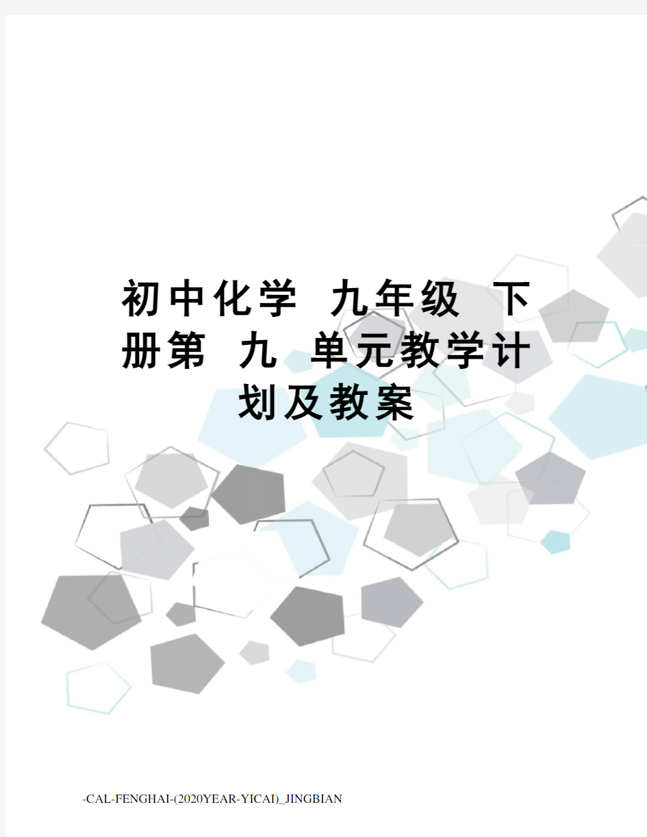 初中化学九年级下册第九单元教学计划及教案