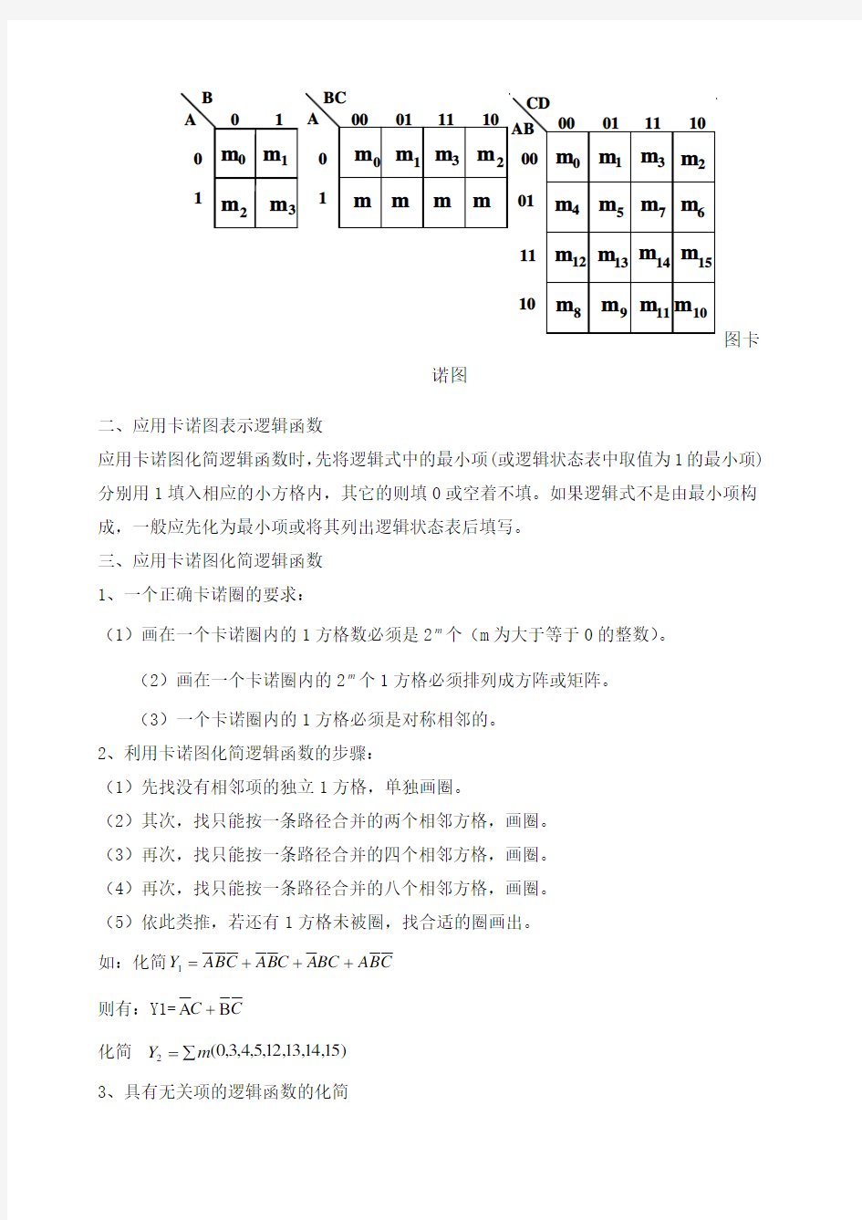 用卡诺图化简逻辑函数