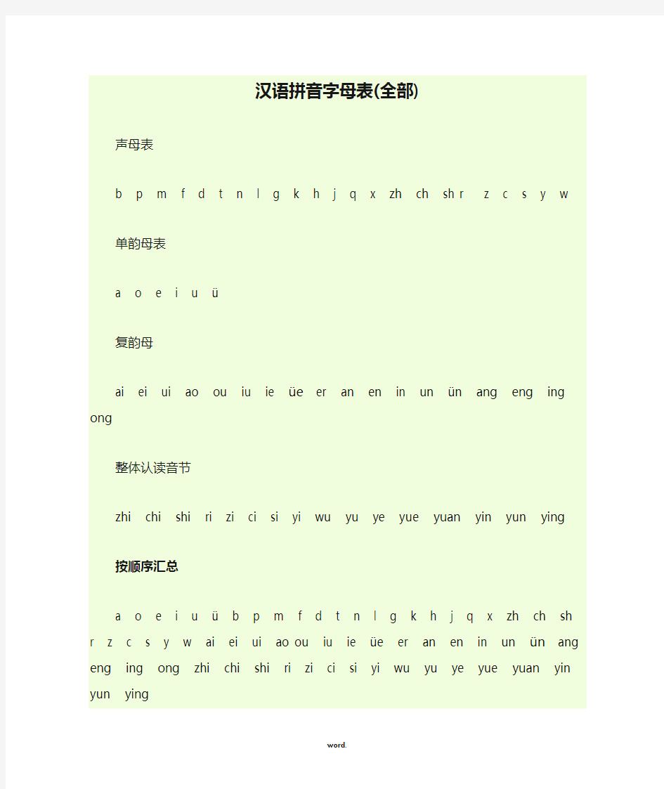 汉语拼音字母表(全部)#精选