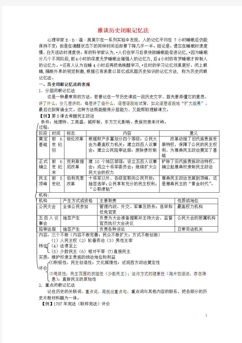 江西省高中历史巧记系列43雅谈历史闭眼素材