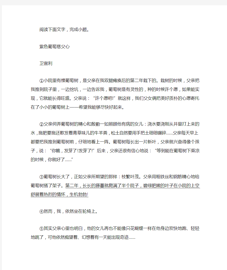 《紫色葡萄慈父心》阅读练习及答案