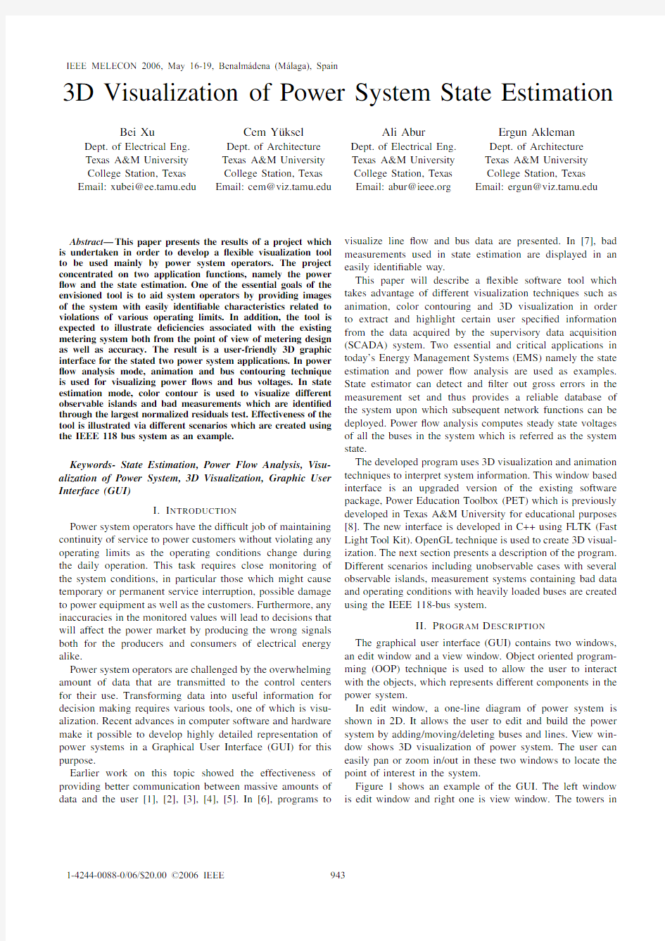 3D Visualization of Power System State Estimation