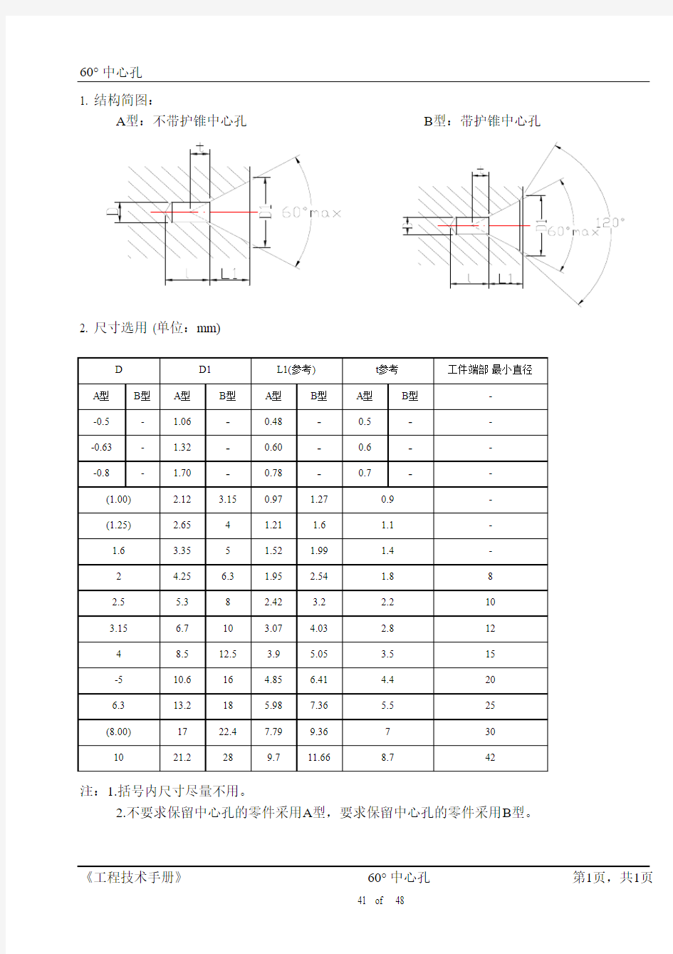 中心孔加工标准