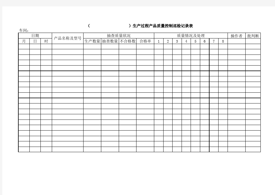 生产过程产品质量控制巡检记录表