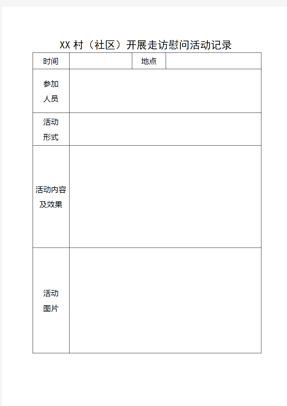 XX社区开展走访慰问活动记录