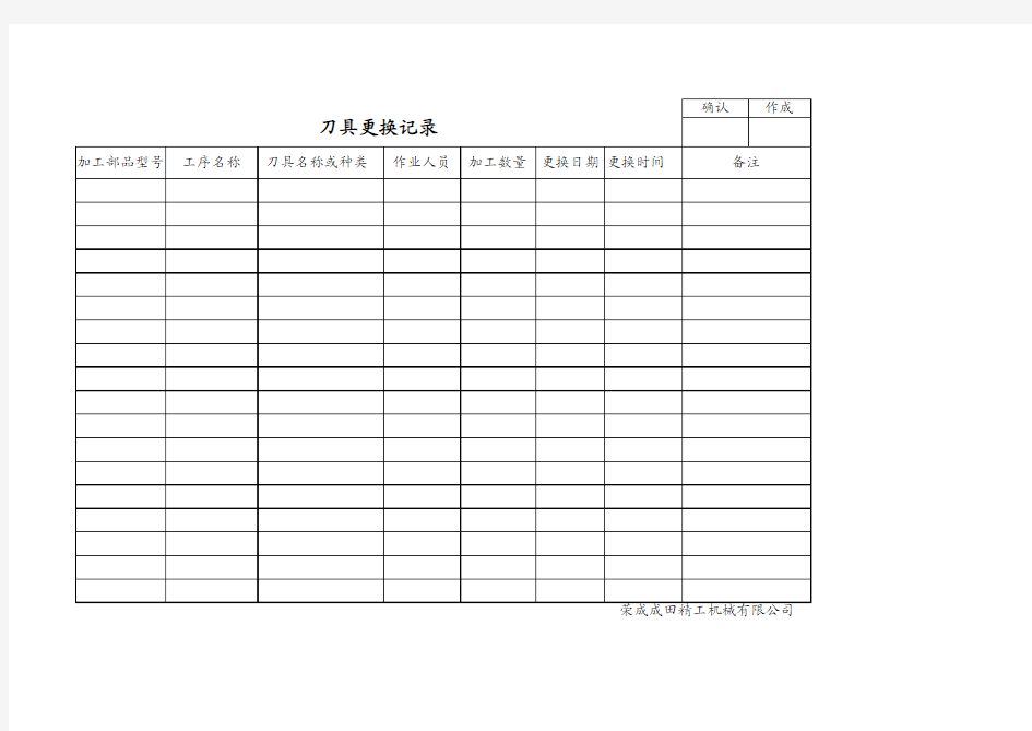 刀具更换记录