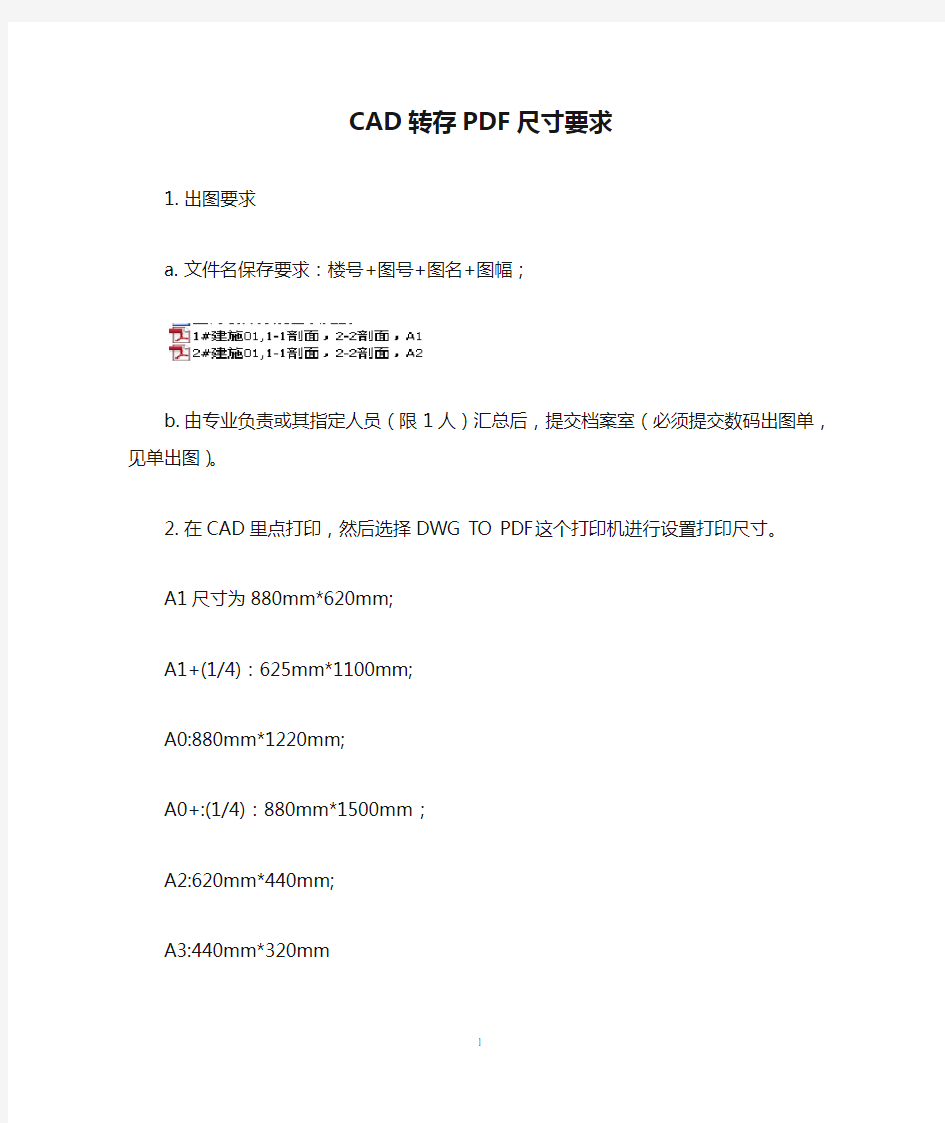 CAD转存PDF尺寸要求