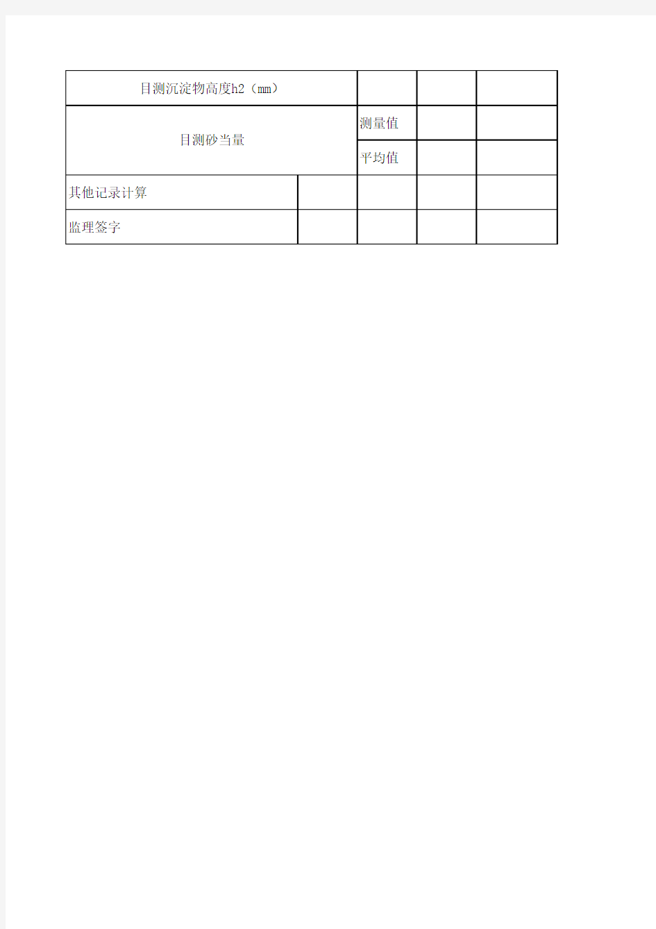 细集料砂当量试验记录