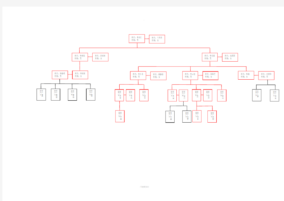 家谱模板-树形图(绝对精品-一目了然)