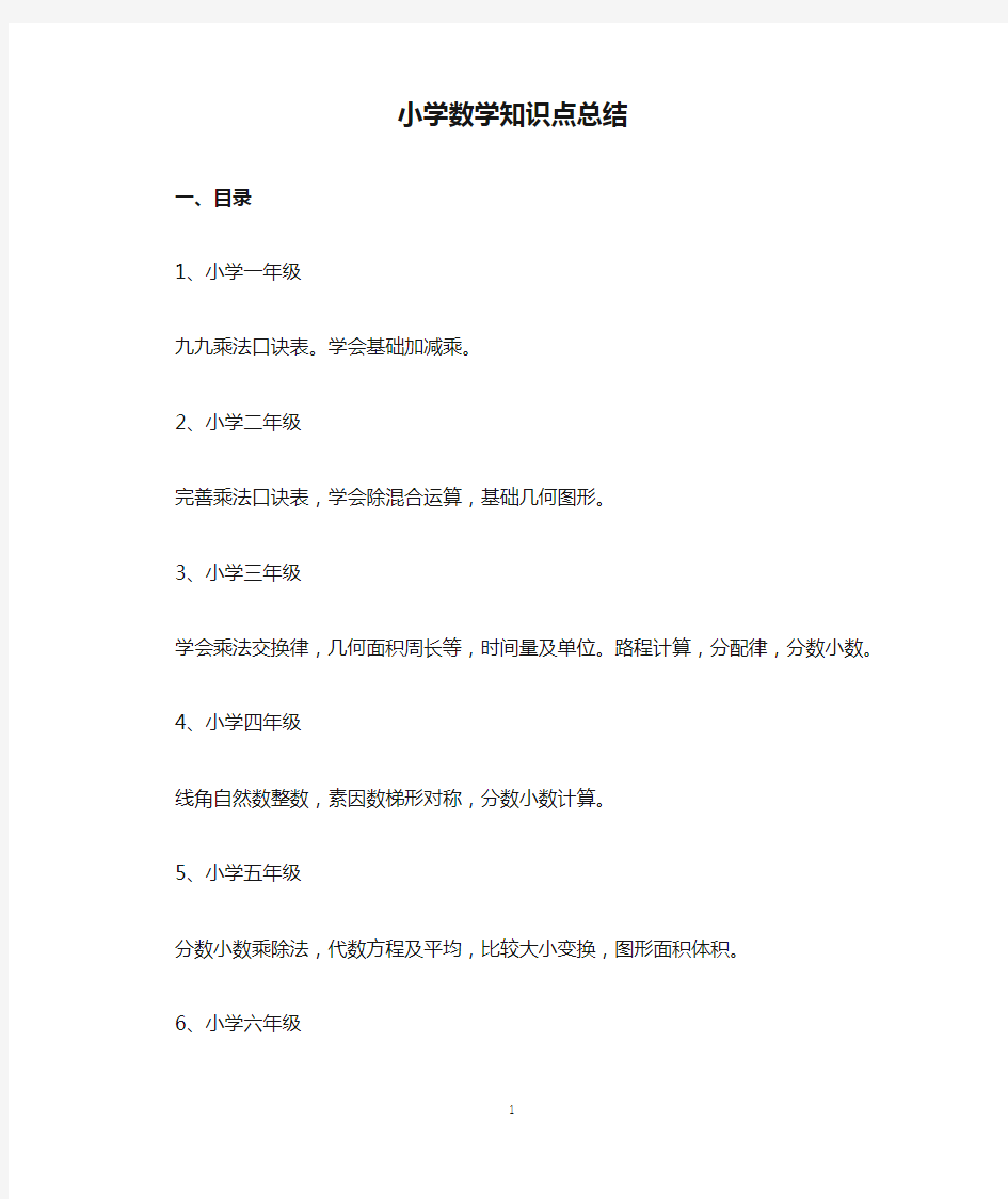 小学数学知识点总结