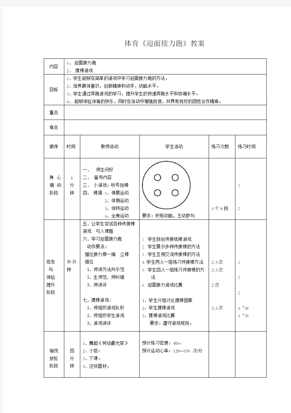 三年级迎面接力跑教案(2)