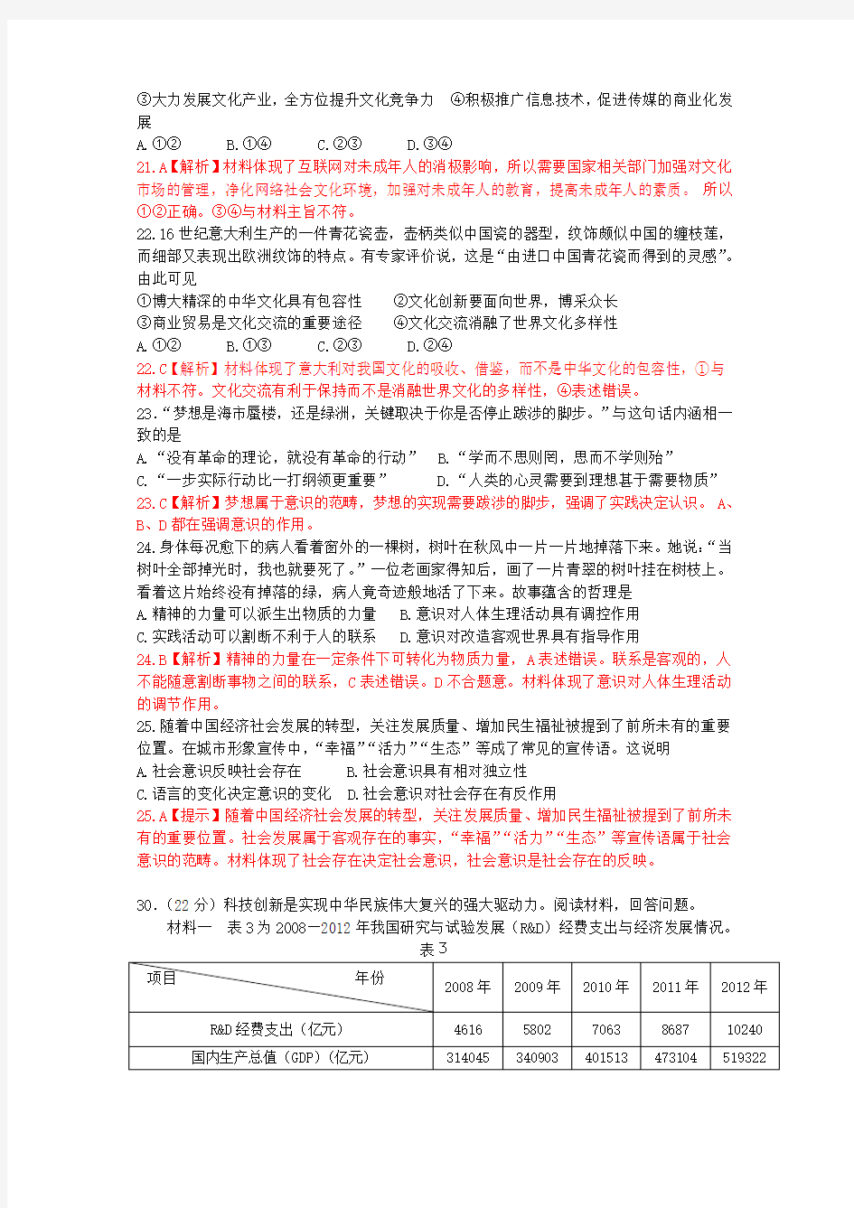 2013年高考真题(山东卷)-文综(解析版)纯word版(精)