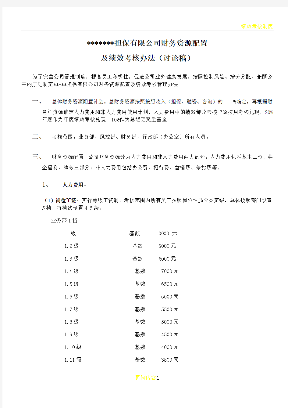 担保公司绩效考核办法