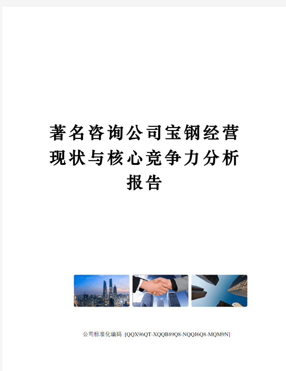 著名咨询公司宝钢经营现状与核心竞争力分析报告修订稿