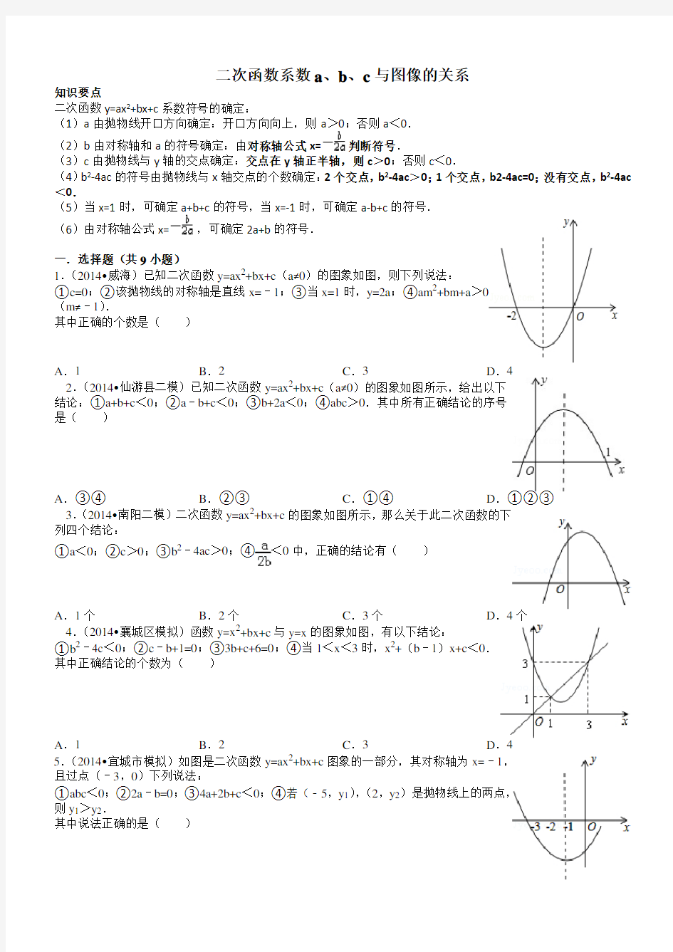 二次函数系数abc与图像的关系28318