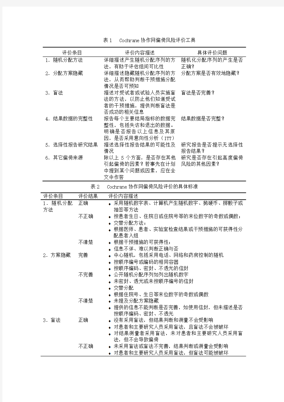 (完整版)Cochrane协作网偏倚风险评价工具(2)